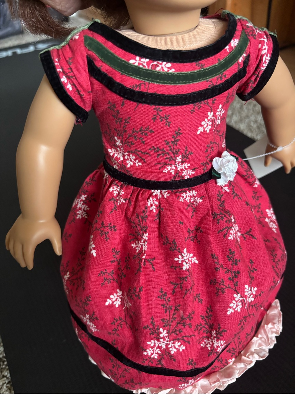 American Girl RETIRED “Sundays Best” outfit for Cecile Rey Red Floral Dress HTF
